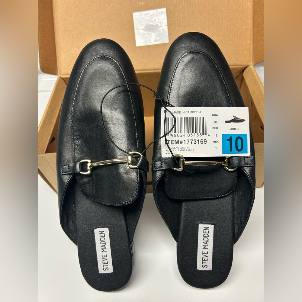 Steve Madden Galilea Leather Black Mule Women’s 10-NIB